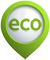 Eco-friendly green location pin with 'eco' text, symbolizing sustainable product
